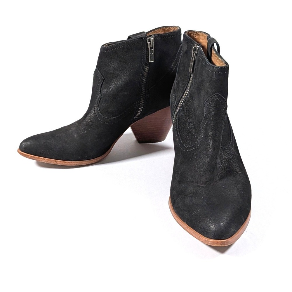 Frye Reina Boots Black Leather Western‎ Ankle Booties Pointed Toe Boho Size 8.5